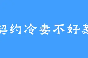 契约冷妻不好惹