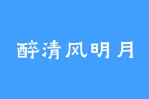 醉清风明月
