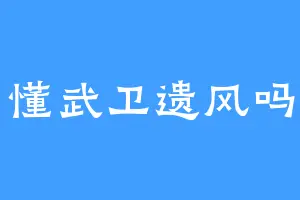 懂武卫遗风吗