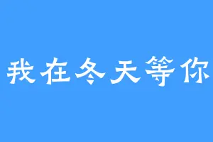 我在冬天等你